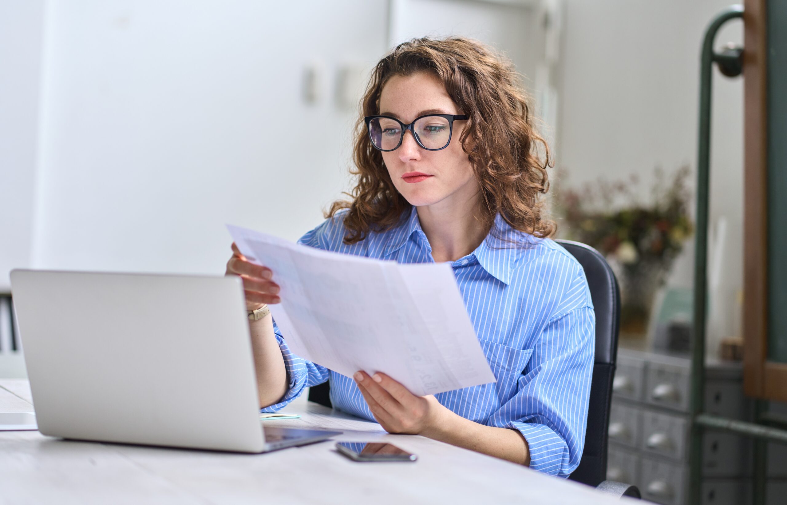 Young busy business woman manager